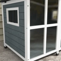 PawHut Casa para Perros Pequeños con Techo Abatible Frontal de Acrílico y Fondo Extraíble 101x66,5x70,5 cm Gris Oscuro(m-8)