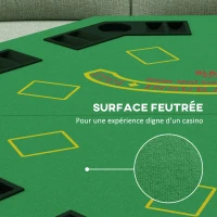 SPORTNOW Table de poker pliable pour 8 joueurs, table de jeu avec porte-gobelet et bac à jetons 120 x 120 x 72 cm vert(m-5)