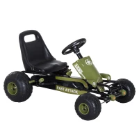 HOMCOM Go Kart Coche de Pedales Racing Deportivo con Asiento Ajustable Embrague y Freno para Niños 3-6 Años Carga 35kg 99x65x56cm Marco Acero Negro y Verde(m-1)