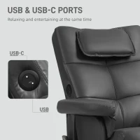 HOMCOM Faux Leather Massage Recliner Chair, with Storage Ottoman - Black(m-7)