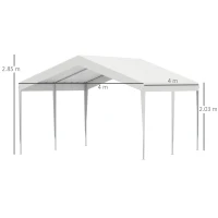 Outsunny Garage Portatile 4x4m con Tettoia anti UV, Pioggia e Vento per Veicoli, Matrimoni e Feste - Bianco(m-3)