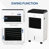 HOMCOM 3-IN-1 8.5L Portable Air Cooler, Heater, Humidifier with Ice Crystal Box, 3 Speed 3 Mode, 7.5 Hour Timer, Remote Controller Included, for Bedroom, Dorm, Office, White(m-7)