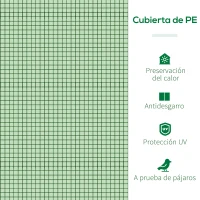 Outsunny Mini Invernadero de Jardín 295x100x80 cm para Cultivo de Plantas Tipo Túnel Marco Acero y Plástico Verde(m-4)