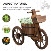 Outsunny Porte Plante Tricycle - étagère de Pots de Fleurs - jardinière dim. 52L x 31l x 45H cm - Bois de Sapin(m-4)