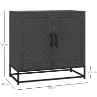 HOMCOM Modern Sideboard, Freestanding Sideboard Storage Cabinet with Adjustable Shelf and 2 Doors for Living Room, Grey(m-3)