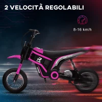HOMCOM Moto Elettrica per Bambini con Acceleratore Manuale, 2 Velocità 8-16km/h, Età 8-12 Anni, Rosa(m-5)
