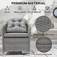 Outsunny Seven-Piece Rattan Dining Set - Light Grey(m-7)