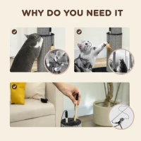 PawHut 78cm 2-in-1 Cat Scratching Post with 3 Toy Feathers, Black(m-6)