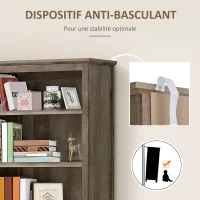 HOMCOM Bibliothèque Vitrine Buffet de Cuisine Armoire Rustique Multi-rangements 2 étagères dim. 76 x 40 x 180 cm(m-7)