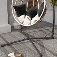 Outsunny Hammock Chair Stand Only, Hanging Chair Stand with X-Shape Base, Heavy Duty Steel Single Hammock Egg Swing Frame for Indoor Outdoor, 150 KG Load Capacity Black(m-9)
