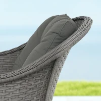 Outsunny Four-Piece Rattan Set, with Glass-Top Table - Light Grey(m-9)
