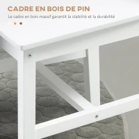 HOMCOM Lot de 2 chaises de salle à manger en bois massif chaise de cuisine dossier lattes esprit campagne blanc(m-6)