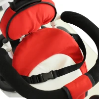 HOMCOM Tricycle enfant évolutif pliable pare-soleil pliable canne télescopique amovible 118L x 53l x 105H cm métal blanc rouge noir(m-9)