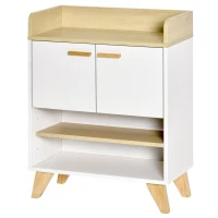 HOMCOM Mobiletto Multiuso con Armadietto e Ripiani Aperti, Mobile da Soggiorno, Cucina, Ufficio in Legno Bianco, 60x30x78cm(m-10)