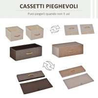 HOMCOM Mobile Cassettiera da Camera da Letto e Soggiorno, Cassettiera con 4 Cassetti Pieghevoli in Tessuto e Ripiano in MDF, 58x29x78.5cm, Multicolore(m-5)