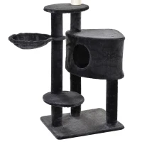 PawHut Arbre à chat poteau à griffer hauteur réglable dim. 55L x 45l x 240-260H cm 7 niveaux d'activités variées gris foncé(m-5)