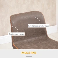 HOMCOM Lot de 2 tabourets de Bar Vintage réglable pivotant avec Repose-Pied PU Marron surpiqûre Orange(m-7)