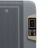 HOMCOM Mica Electric Space Heater, Portable Heater for Home with 2 Heat Settings, Living Room, Study, Garage, Adjustable Temperature 18-30°C, 1000W/2000W, Grey(m-8)