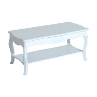 Homcom Table Basse Rectangulaire Style Baroque Blanc 99 x 44 x 42 cm(m-10)