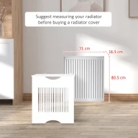 HOMCOM Painted MDF Radiator Cover Heater Cabinet Modern Slatted Home Furniture Living Room Bedroom Worktop White 82H x 78W x 19D(m-7)