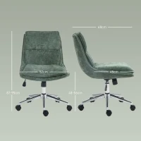 HOMCOM Fauteuil chaise de bureau en tissu, hauteur réglable, pivotant avec 5 roulettes, vert(m-3)