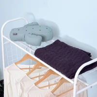 HOMCOM Portant sur roulettes porte-manteaux vestiaire d'entrée multi-rangements penderie, 2 tiroirs, 2 étagères, 2 patères  99L x 47l x 185H cm panneaux particules métal blanc(m-4)