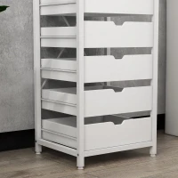 HOMCOM Commode meuble de rangement chiffonier à 7 tiroirs style comtemporain avec cadre en acier et poignées découpées blanc(m-9)