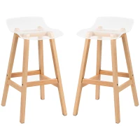 HOMCOM Lot de 2 tabourets de bar design contemporain assise acrylique transparent avec repose-pieds - 39L x 44l x 78H cm(m-1)