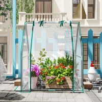 Outsunny Invernadero de Exterior con Puerta con Cremallera Base Impermeable y Marco de Acero 90x90x105 cm Transparente(m-9)