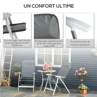 Outsunny Lot de 2 chaises de jardin pliantes fauteuil d'extérieur avec dossier haut inclinable multipositions accoudoirs(m-6)