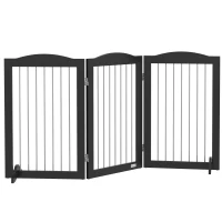 PawHut Foldable Dog Gate, Freestanding Pet Gate, with Two Support Feet, for Staircases, Hallways, Doorways - Black(m-1)