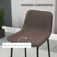 HOMCOM Juego de 2 Taburetes Altos de Cocina Tapizado Microfibra Taburetes de Bar Estilo Moderno 48,5x53,5x96 cm Negro(m-5)