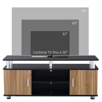 HOMCOM Mobile Porta TV Fino a 55" con Armadietti e Ripiani in Legno e Alluminio, 120x40x52.2cm(m-4)