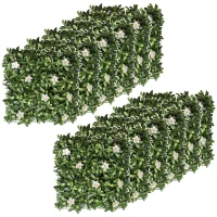 Outsunny 12PCS Artificial Boxwood Wall Panels 50cm x 50cm Rhododendron Privacy Fence Screen Faux Hedge Greenery Backdrop for Home Garden Backyard Balcony(m-11)