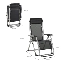 Outsunny Sedia Sdraio Pieghevole da Giardino con Schienale Reclinabile e Materassino, 90x65x110cm(m-3)