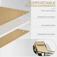 Outsunny Folding Sun Lounge with 5-level Reclining Back, Outdoor Tanning Chair with Reading Hole, Outdoor Sun Lounge with Side Pocket, Headrest, for Beach, Yard, Patio, Beige(m-4)