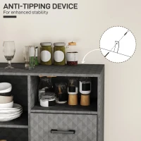 HOMCOM Sideboard with Adjustable Shelf, Freestanding Sideboard Storage Cabinet with Open Compartment and 2 Drawers, Grey(m-6)