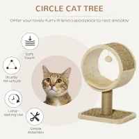 PawHut Cat Tree Tower for Indoor Cats Climbing Activity Center Kitten Furniture with Jute Scratching Post Interactive Toy Cushion 40 x 30 x 56cm Brown(m-4)