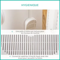 PawHut Bac à litière pour chat maison de toilette avec deux portes et une pelle dim. 43L x 51l x 38H cm - blanc(m-4)