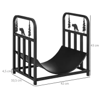 Outsunny Range bûches Porte-bûches support à bois de cheminée charge max. 50 kg dim. 42 x 33,5 x 43 cm métal époxy noir(m-3)