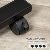 HOMCOM Mesa Auxiliar con Ruedas Mesita Lateral para Sofá Cama con Altura y Ángulo de Tablero Ajustable y Frenos para Dormitorio Salón Oficina 58x34x72-90 cm Negro(m-6)