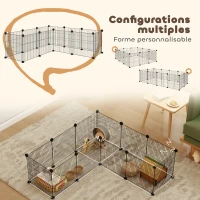 PawHut Cage parc enclos pour animaux domestiques bords arrondis fil en acier 140 x 70 x 35 cm noir(m-4)