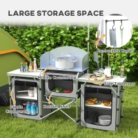 Outsunny Multi-Storage Portable Camping Kitchen, with Carry Bag(m-4)