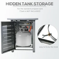 Outsunny Propane Gas Fire Pit Table, 50000BTU Smokeless Firepit Outdoor Patio Heater with Protective Cover, Lava Rocks and Lid, 107cm x 51cm x 63cm, Silver Grey(m-5)