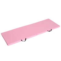 HOMCOM Tapis de gymnastique yoga pilates fitness pliable portable grand confort 180L x 60l x 5H cm revêtement synthétique rose(m-10)