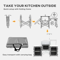 Outsunny Multi-Storage Portable Camping Kitchen, with Carry Bag(m-6)
