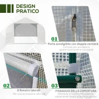 Outsunny Serra per Orto 6x3x2m con 8 Finestre e Porta Avvolgibile, in Acciaio e PP, Verde(m-6)