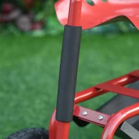 Outsunny Adjustable Rolling Garden Cart Outdoor Gardening Planting Station Trolley Swivel Gardener Work Seat Heavy Duty With Tool Tray & Basket Red 150kg(m-9)