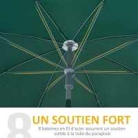 Outsunny Parasol inclinable octogonal de jardin Ø 2 m métal polyester vert(m-6)