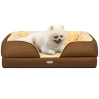 PawHut Calming Dog Bed Pet Mattress w/ Removable Cover, Anti-Slip Bottom, for Small Dogs, 70L x 50W x 18Hcm - Brown(m-1)